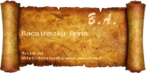 Bacsinszky Anna névjegykártya